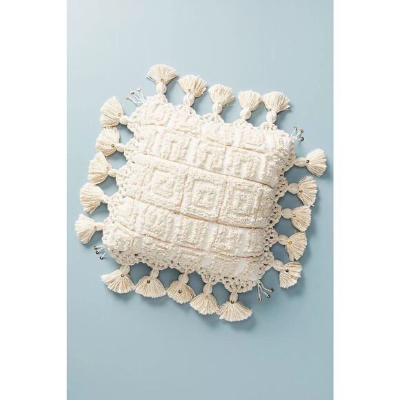 New Anthropologie Tasseled Tero Pillow One Size - Picture 1 of 7